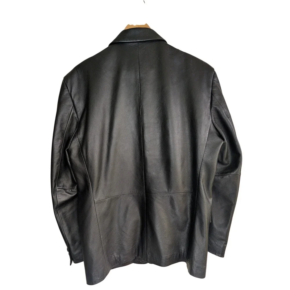 MILEPOST FOUR Mens Vintage Black 100% Leather Blazer Sport Coat‎ Jacket Size 40R